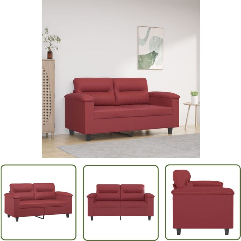 The Living Store - 2-Sitzer-Sofa Weinrot 120 cm Kunstleder - 2-Sitzer Sofa - Weinrot Sofa - Leder Sofa - Wohnzimmersofa - Lounge Sofa