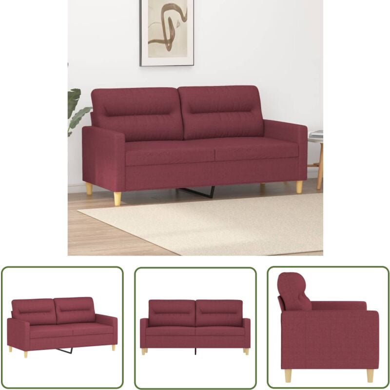 The Living Store - 2-Sitzer-Sofa Weinrot 140 cm Stoff - 2-Sitzer Sofa - Wohnzimmersofa - Lederlook Sofa - Weinrot Sofa - Gemütliches Sofa