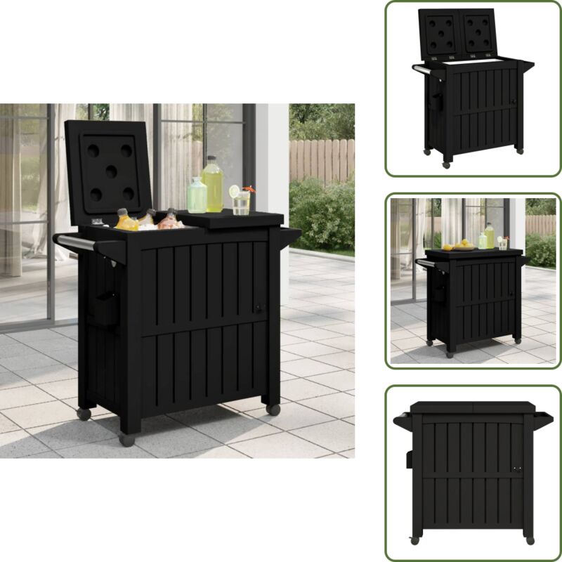 3-in-1 Servierwagen Schwarz Polypropylen - Servierwagen - Getränkewagen - Outdoor Küche - Kühlung - Partyservice - The Living Store