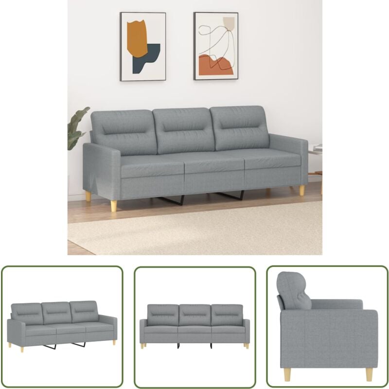 The Living Store - 3-Sitzer-Sofa Hellgrau 180 cm Stoff - 3-Sitzer-Sofa - Wohnlandschaft - Grau Sofa - Couchtisch - Gemütliches Sofa