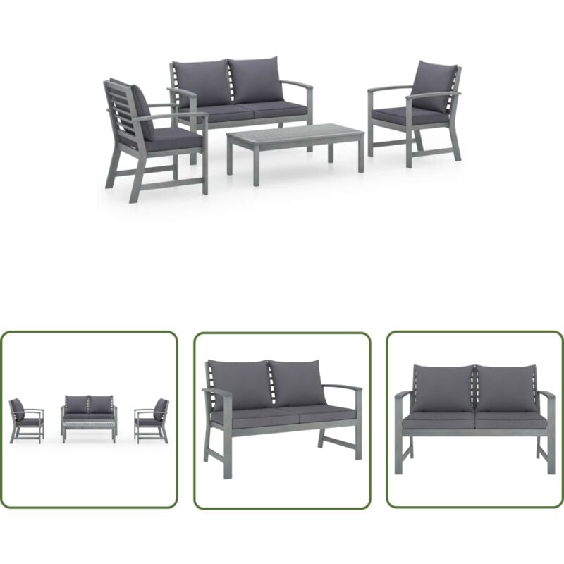 4-tlg. Garten-Lounge-Set mit Auflagen Massivholz Akazie - Gartenmöbel Set - Loungesessel - Holz Gartenmöbel - Akasie Möbel - Outdoor Möbel - The