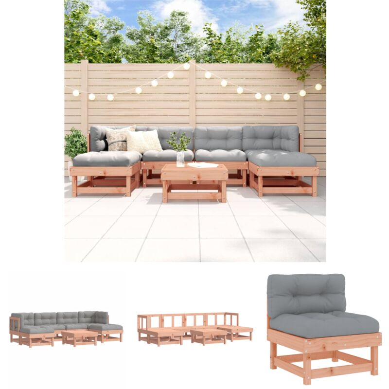 Gartenlounge - vidaXL 7-tlg. Garten-Lounge-Set mit Kissen Massivholz Douglasie - Gartenmöbel Set