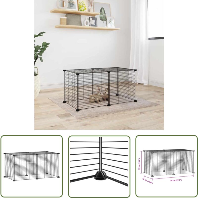 Maison Chic - The Living Store 8-tlg. Haustierkäfig Schwarz 35x35 cm Stahl - Haustierkäfig - Kleintiergehege - Kaninchendrahtzaun - Vogelvoliere