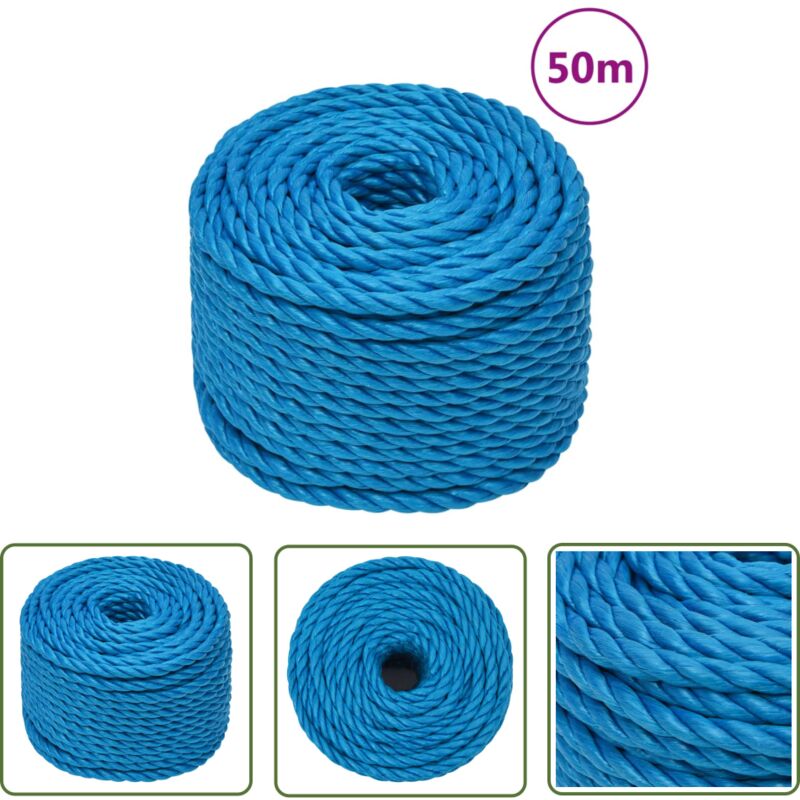 The Living Store - Arbeitsseil Blau 10 mm 50 m Polypropylen - Arbeiten Seil - Baumarkt Zubehör - Polyester Seil - Hochfestes Seil - Tragkraft Seil