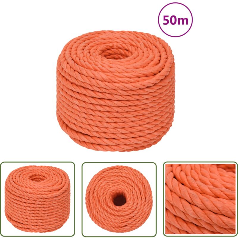The Living Store - Arbeitsseil Orange 10 mm 50 m Polypropylen - Arbeiten Seil - Baumarkt Zubehör - Gartenarbeit Werkzeug - pp Seil - Polyester Seil