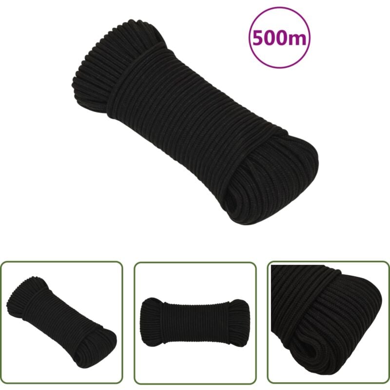 Echoo - The Living Store Arbeitsseil Schwarz 4 mm 500 m Polyester - Arbeitseil - Polyester Seil - Geflochtenes Seil - Baumarkt Zubehör - Gartenseil