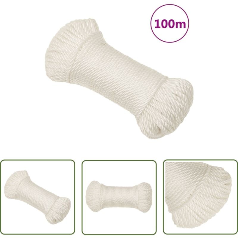 The Living Store Arbeitsseil Weiß 3 mm 100 m Polypropylen - Arbeiterseil - PP-Seil - Polyesterseil - Baumarkt - Gartenseil