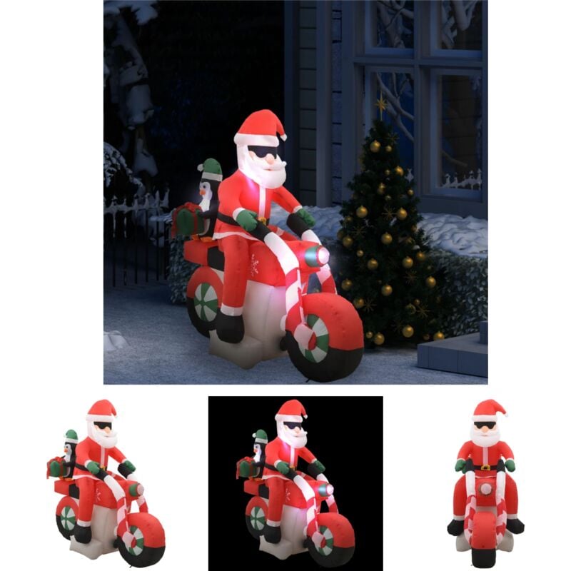 The Living Store Aufblasbarer Weihnachtsmann auf Motorrad LED IP44 160 cm - Weihnachtsbeleuchtung