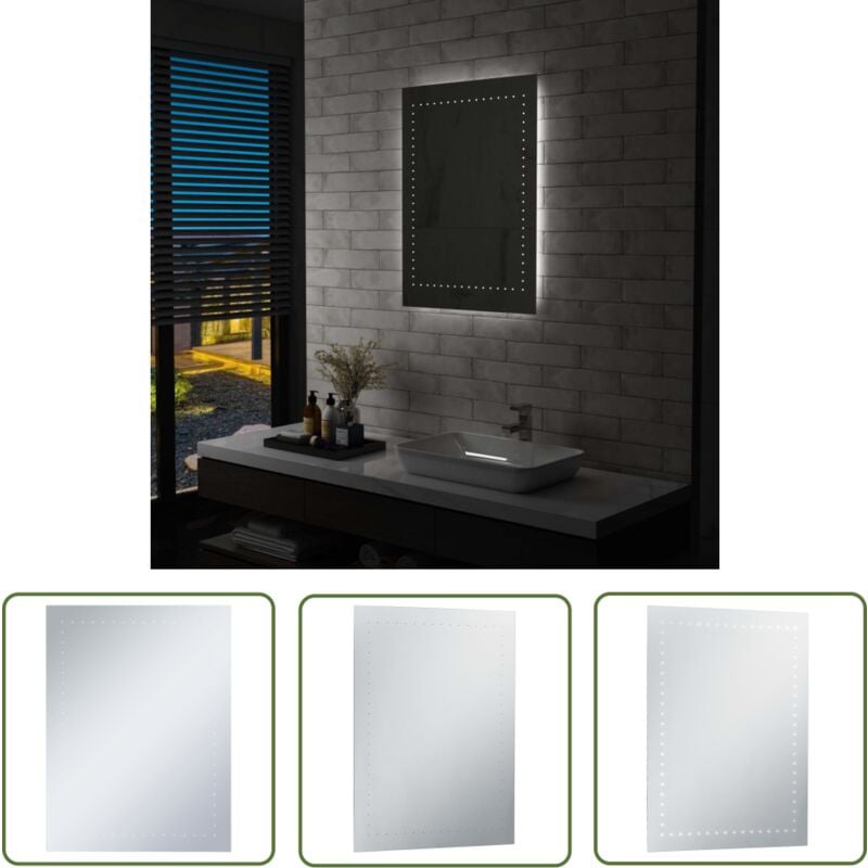 The Living Store - Badezimmer-Wandspiegel mit LEDs 60x80 cm - LED-Spiegel - Badezimmer-Spiegel - Wandspiegel - Kosmetikspiegel - Make-up-Spiegel