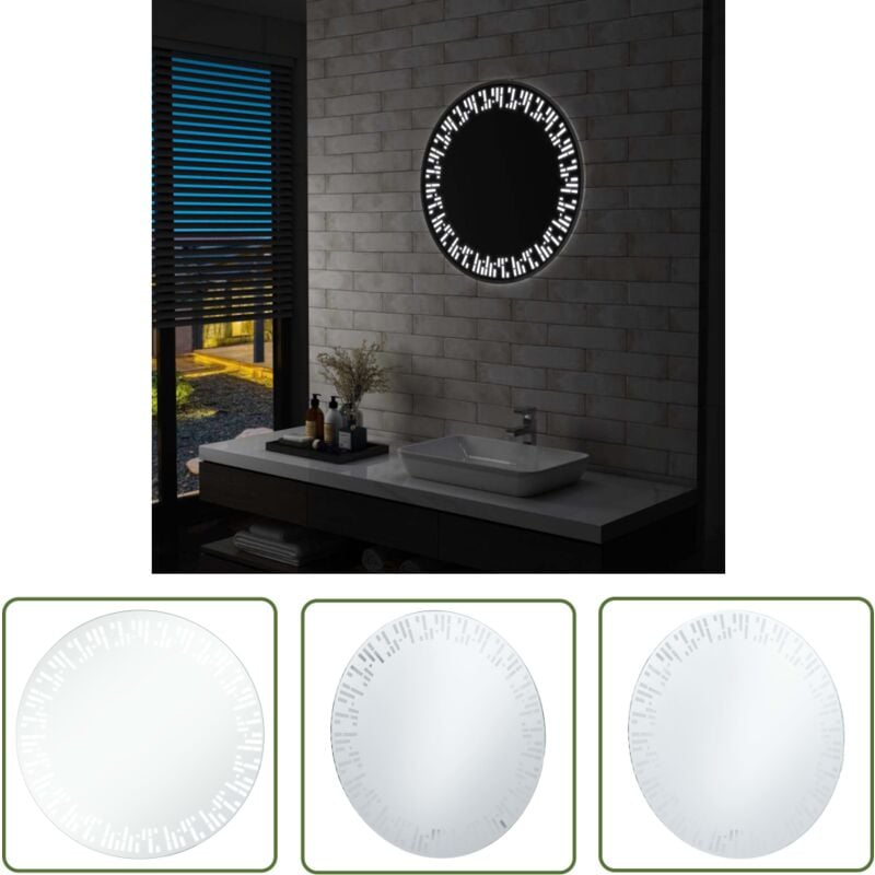 The Living Store - Badezimmerspiegel mit led 70 cm - LED-Spiegel - Badezimmer Spiegel - Rund - Silberner Spiegel - Spiegelschrank