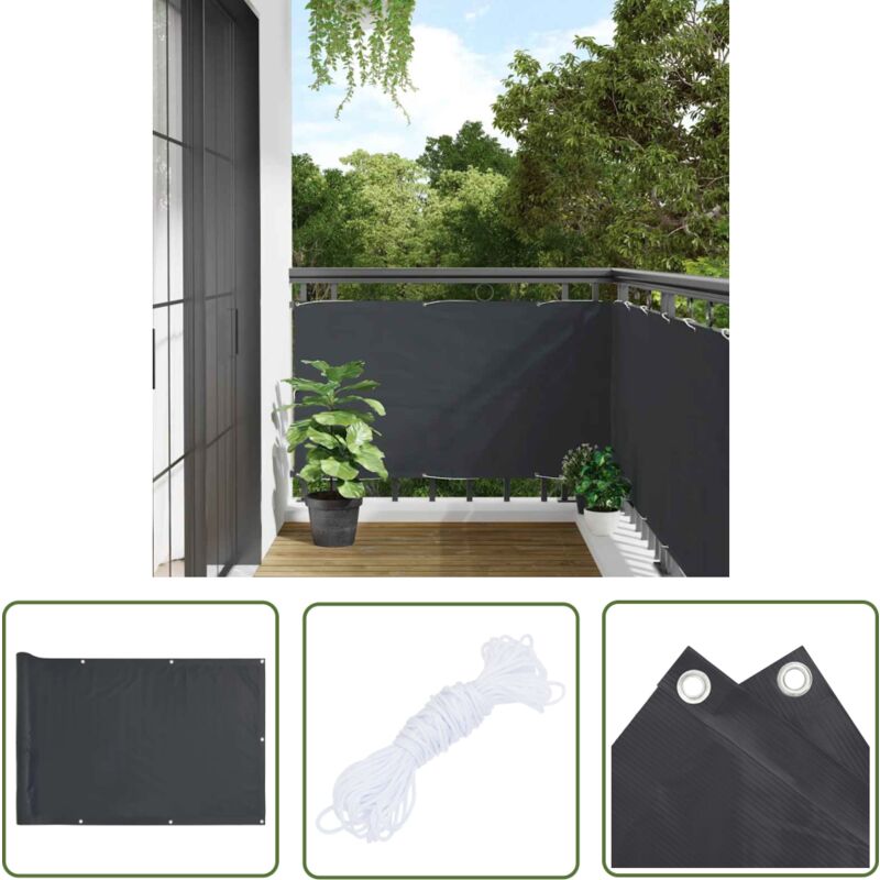 The Living Store - Balkon-Sichtschutz Anthrazit 300x120 cm pvc - Balkon Sichtschutz - Sichtschutz Streifen - uv Schutz - Wetterfest - pvc Beschichtung