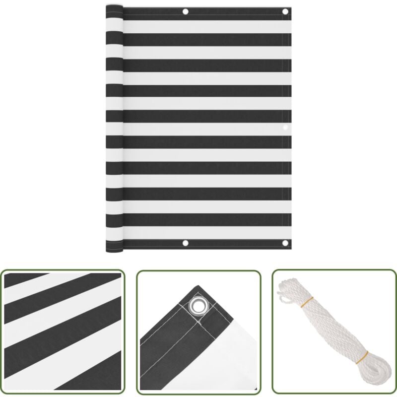 The Living Store - Balkon-Sichtschutz Anthrazit und Weiß 120x400 cm Oxford-Gewebe - Balkon Sichtschutz - Windschutz - Wasserfestes Gewebe - uv Schutz