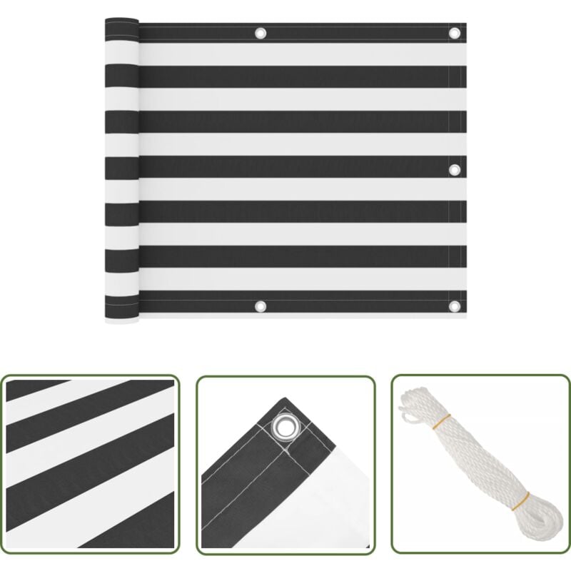 The Living Store - Balkon-Sichtschutz Anthrazit und Weiß 75x600 cm Oxford-Gewebe - Balkon Sichtschutz - Windschutz - Wasserdichtes Gewebe - uv Schutz