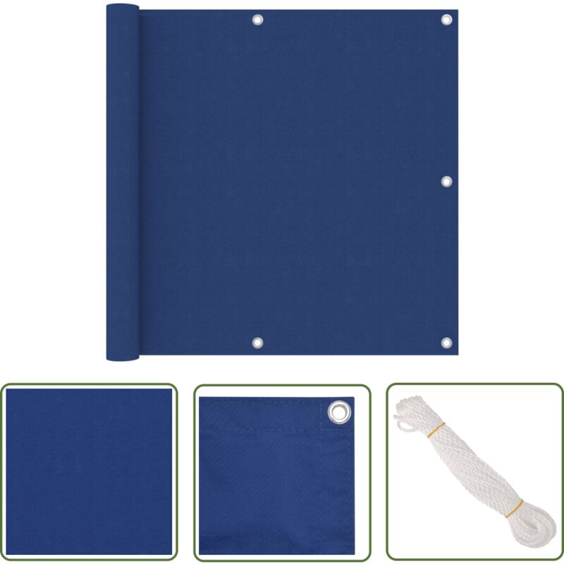 The Living Store - Balkon-Sichtschutz Blau 90x500 cm Oxford-Gewebe - Balkon Sichtschutz - Windschutz - Wasserfest - uv Schutz - Oxford Gewebe