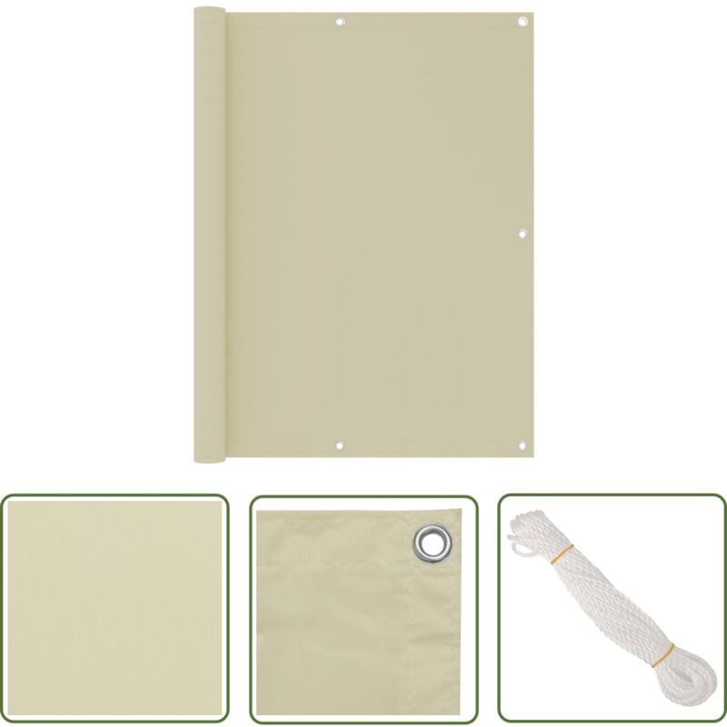 The Living Store - Balkon-Sichtschutz Creme 120x300 cm Oxford-Gewebe - Balkon Sichtschutz - Windschutz Für Balkon - Privatsphäre Balkon