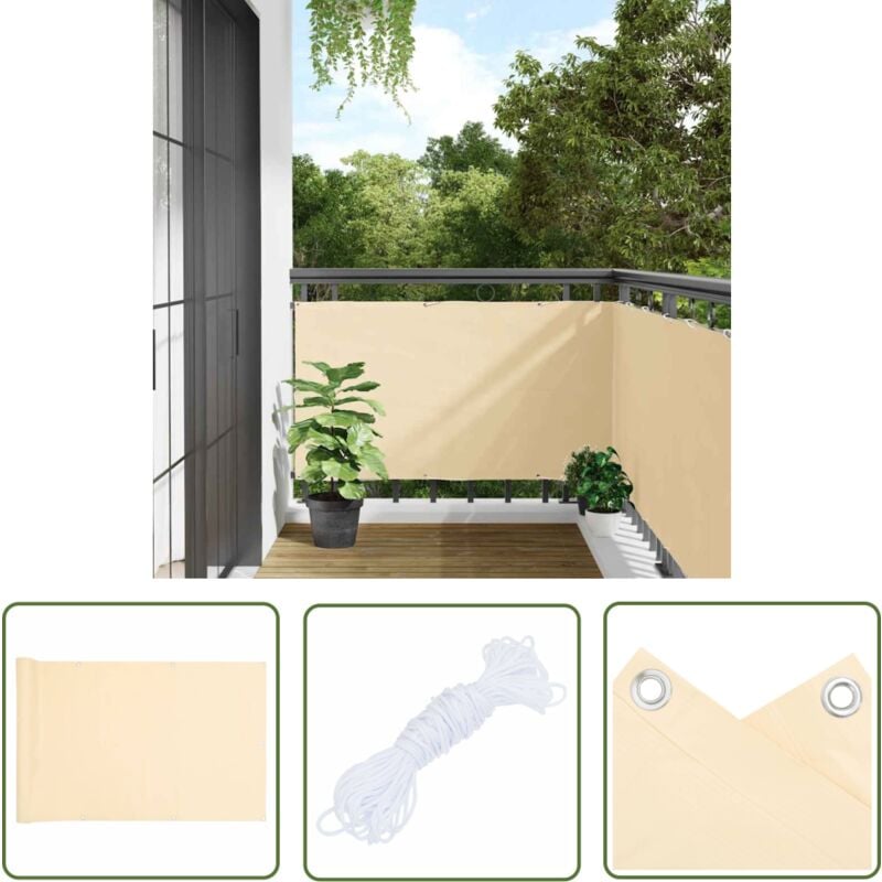 The Living Store - Balkon-Sichtschutz Creme 400x120 cm pvc - Balkon Sichtschutz - pvc Sichtschutz - Wetterfest - uv Schutz - Sonnenschutz