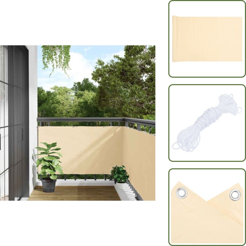 The Living Store - Balkon-Sichtschutz Creme 500x120 cm pvc - Balkon Sichtschutz - pvc Sichtschutz - Wetterfest - uv Schutz - Sonnenschutz