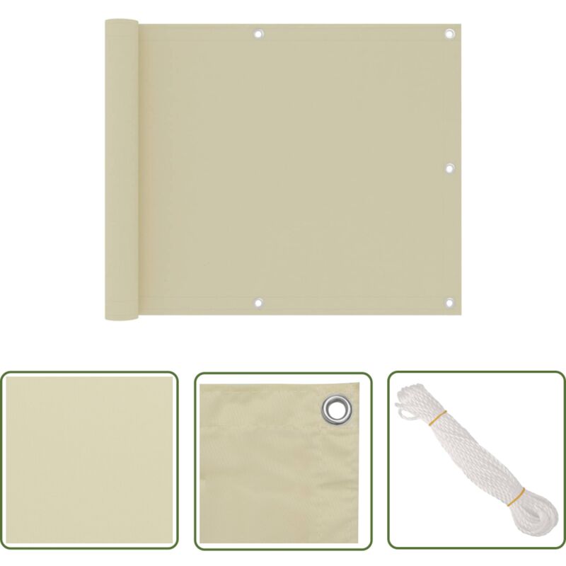 The Living Store - Balkon-Sichtschutz Creme 75x500 cm Oxford-Gewebe - Balkon Sichtschutz - Windschutz - Wasserfest - uv Schutz - Oxford Gewebe
