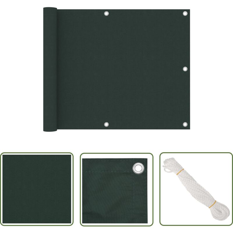 The Living Store - Balkon-Sichtschutz Dunkelgrün 75x500 cm Oxford-Gewebe - Balkon Sichtschutz - Privatsphäre Im Freien - Windschutz - Wasserfest - uv