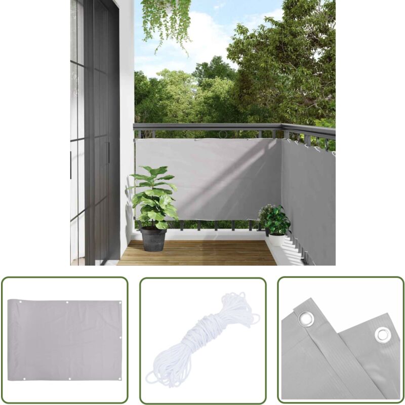 The Living Store - Balkon-Sichtschutz Grau 400x75 cm pvc - Balkon Sichtschutz - pvc Sichtschutz - Wetterfest - uv Schutz - Gardinenvorhang