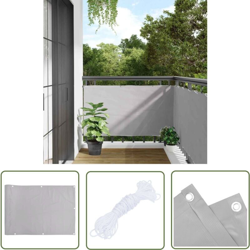 The Living Store - Balkon-Sichtschutz Grau 500x120 cm pvc - Balkon Sichtschutz - pvc Sichtschutz - Wetterfest - uv Schutz - Sonnenschutz