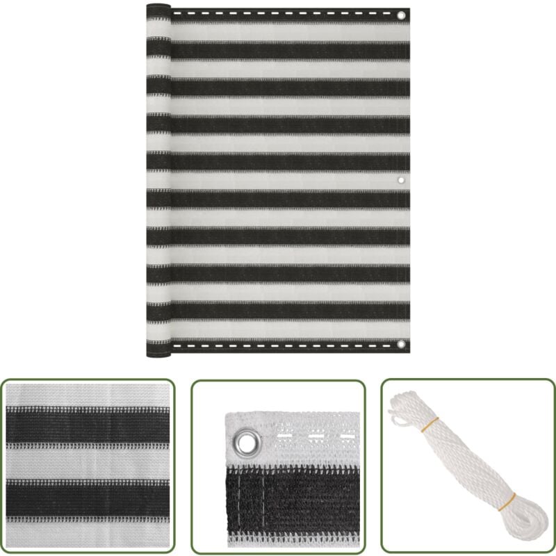 The Living Store - Balkon-Sichtschutz hdpe 120x500 cm Anthrazit und Weiß - Balkon Sichtschutz - hdpe Sichtschutz - Sonnenschutz Balkon