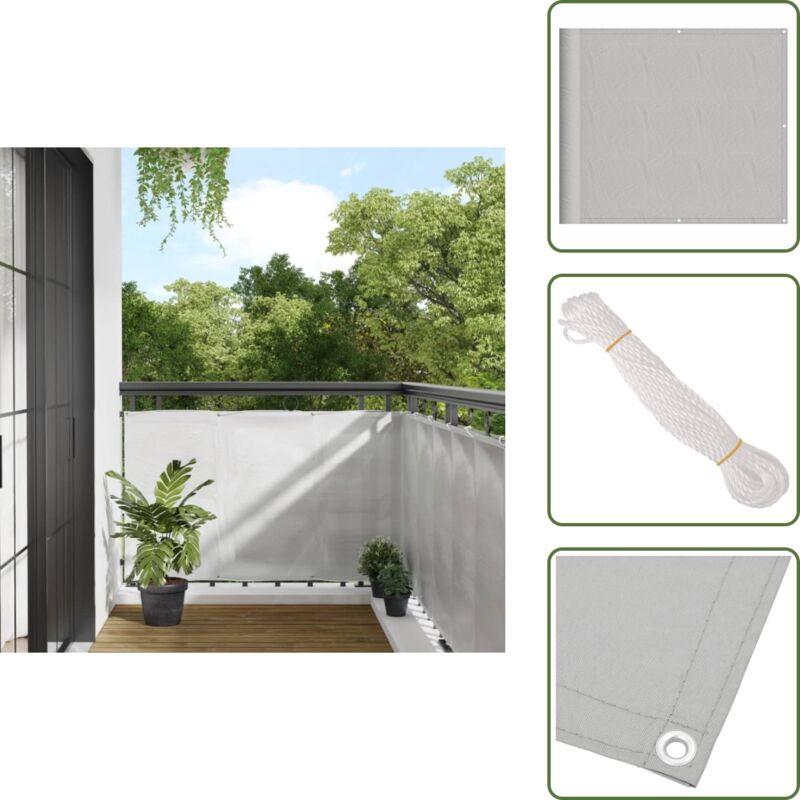 The Living Store - Balkon-Sichtschutz Hellgrau 90x500 cm 100 % Polyester Oxford - Balkon Sichtschutz - Sonnenschutz Balkon - Windschutz Balkon