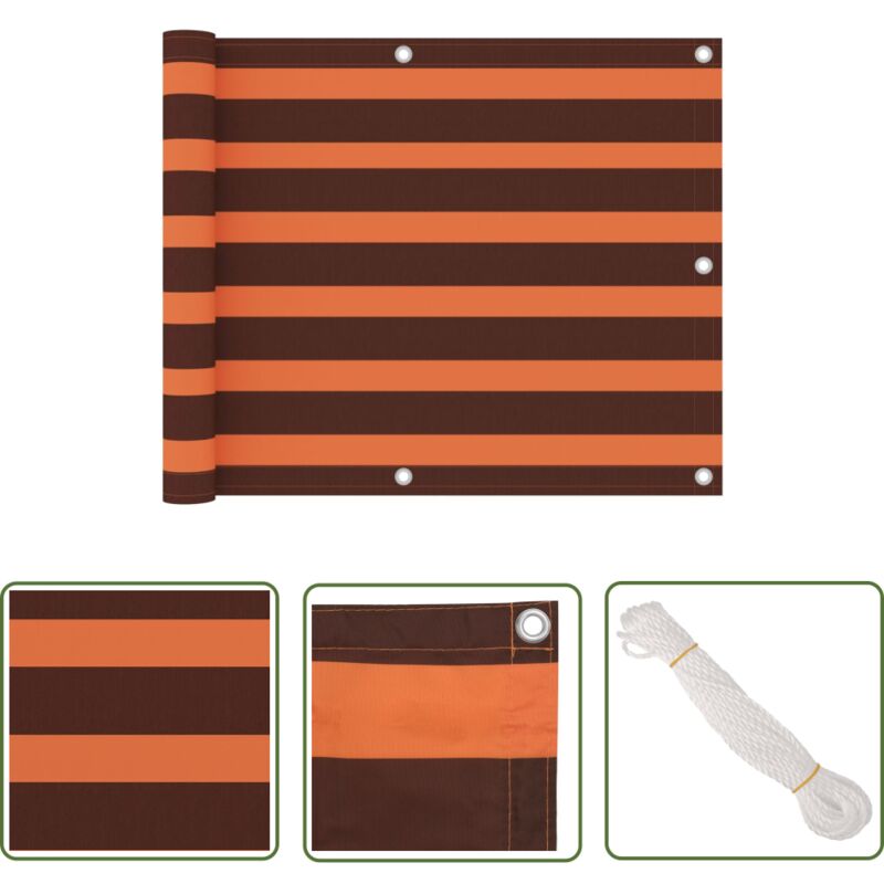 The Living Store Balkon-Sichtschutz Orange und Braun 75x500 cm Oxford-Gewebe - Balkon Sichtschutz - Windschutz - Wasserfest - UV Schutz - Oxford