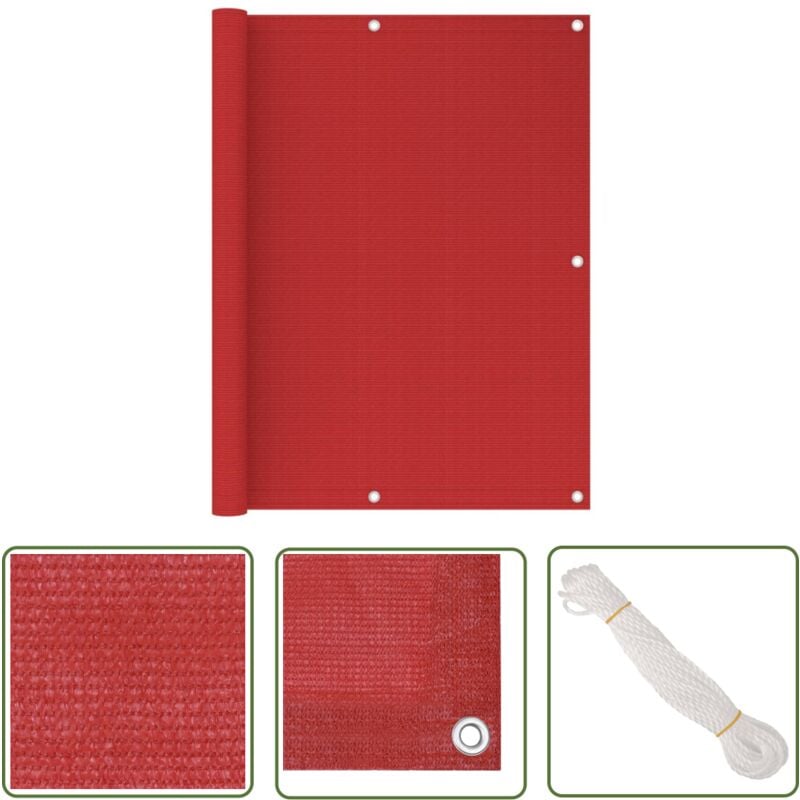 Devenirriche - The Living Store Balkon-Sichtschutz Rot 120x500 cm hdpe - Balkon Sichtschutz - hdpe Sichtschutz - Sonnenschutz Balkon - Windschild