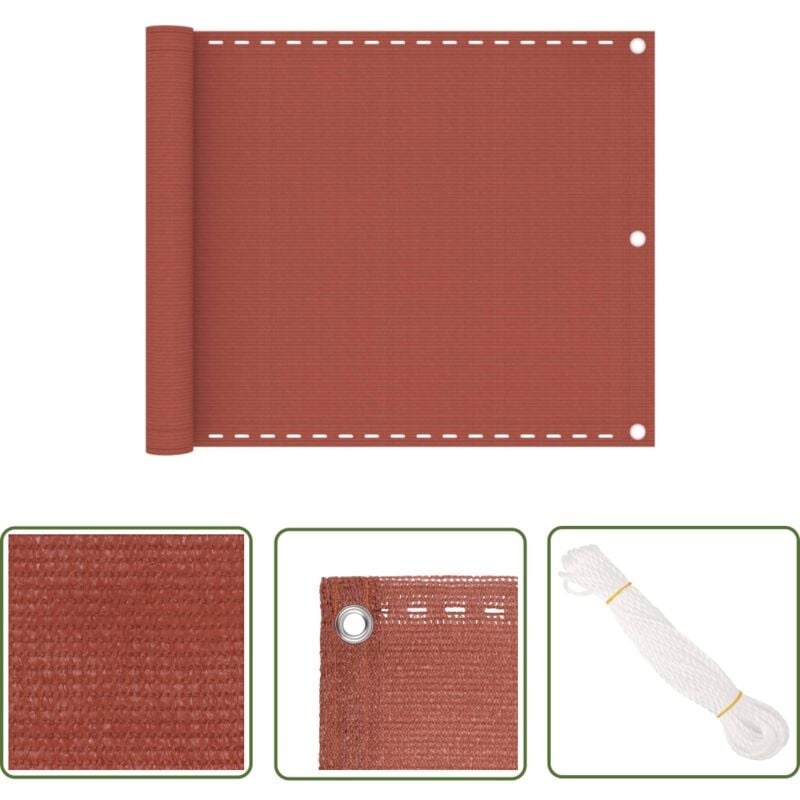 The Living Store - Balkon-Sichtschutz Terracotta-Rot 75x300 cm hdpe - Balkon Sichtschutz - hdpe Sichtschutz - Sonnenschutz Balkon - pvc Sichtschutz