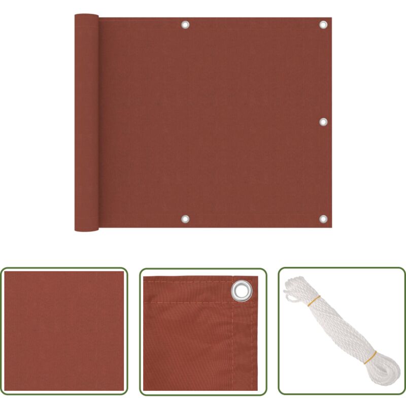 The Living Store - Balkon-Sichtschutz Terracotta-Rot 75x500 cm Oxford-Gewebe - Balkon Sichtschutz - Privatsphäre Schutz - Windschutz