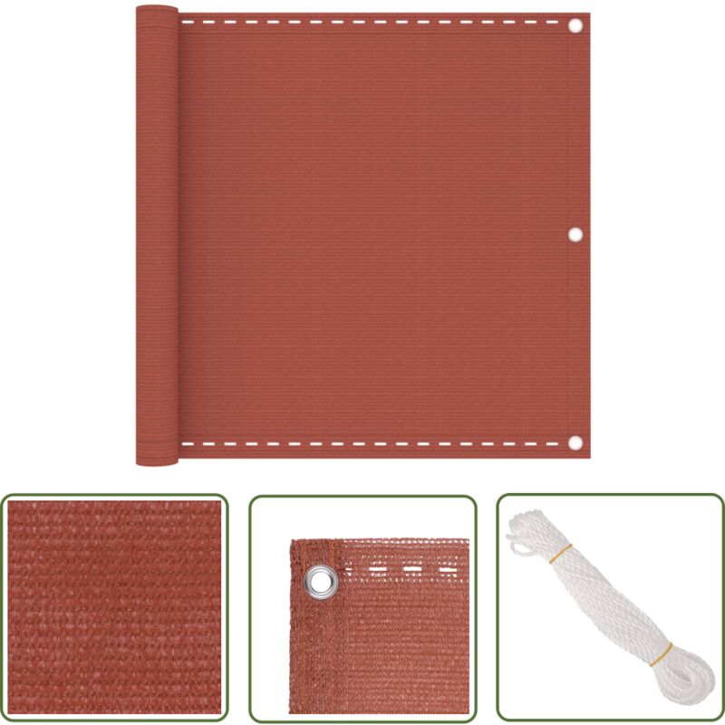 The Living Store Balkon-Sichtschutz Terracotta-Rot 90x600 cm hdpe - Balkon Sichtschutz - hdpe Sichtschutz - Terrasse Schutz - Windschild
