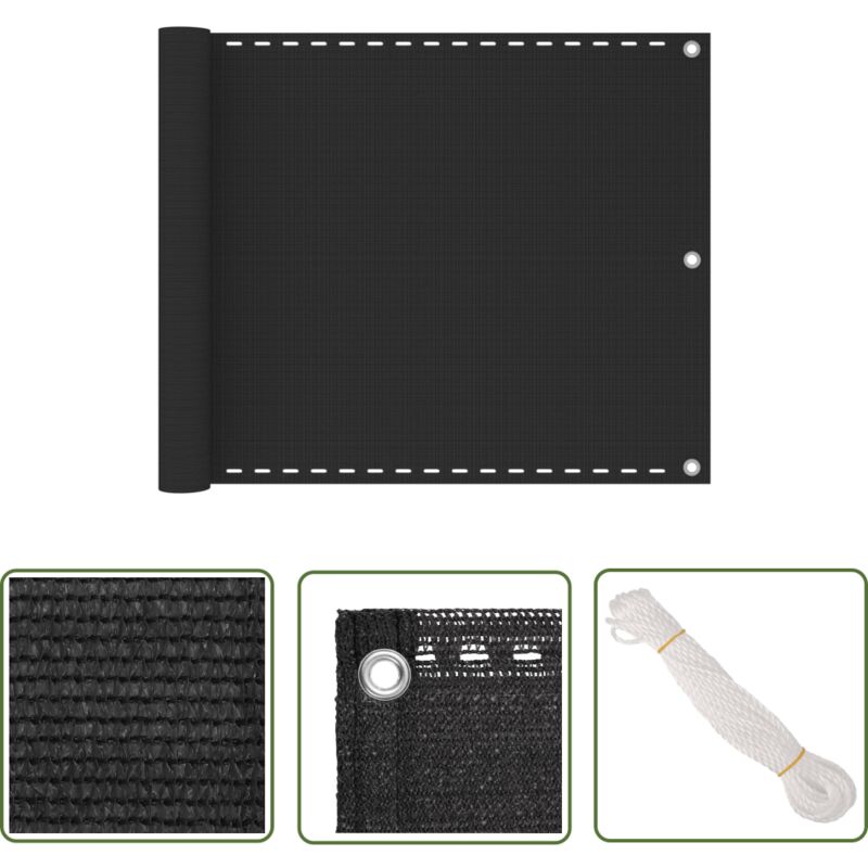 The Living Store - Balkonsichtschutz hdpe 75x400 cm Anthrazit - Balkon Privacy - Sichtschutz Balkon - hdpe Sichtschutz - Sonnenschutz Balkon