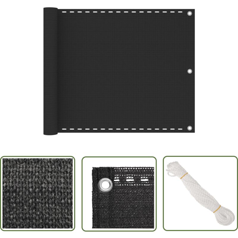 The Living Store Balkonsichtschutz HDPE 75x600 cm Anthrazit - Balkon Privacy Screen - HDPE Sichtschutz - Winddurchlässiger Sichtschutz - Wetterfest