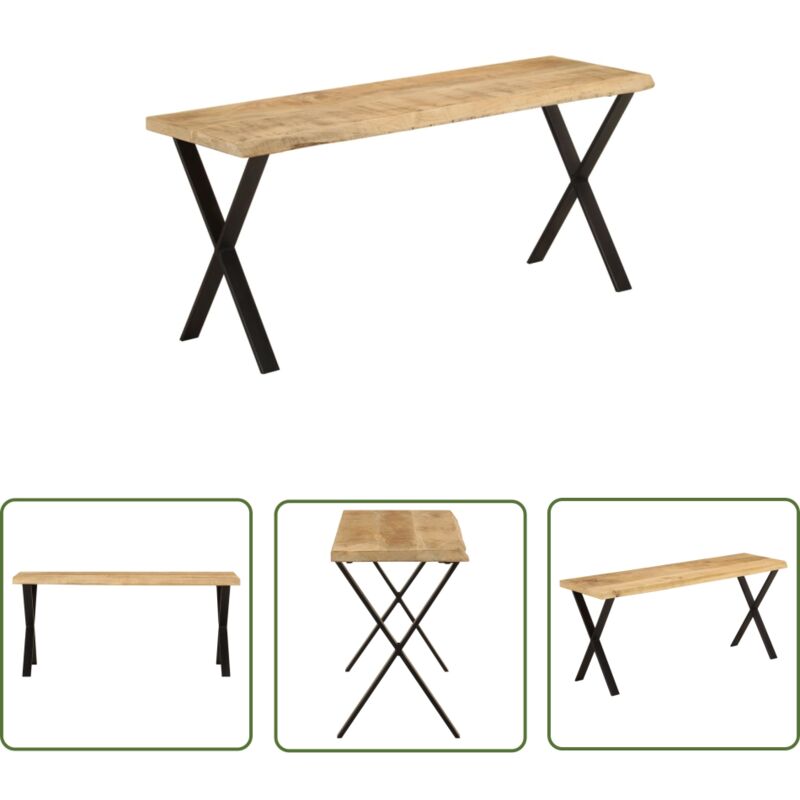 The Living Store - Bank Baumkante 105 cm Massivholz Mango - Mangoholz Bank - Esszimmerbank - Wohnzimmersitzgelegenheit - Flurbank - Industrieller Stil