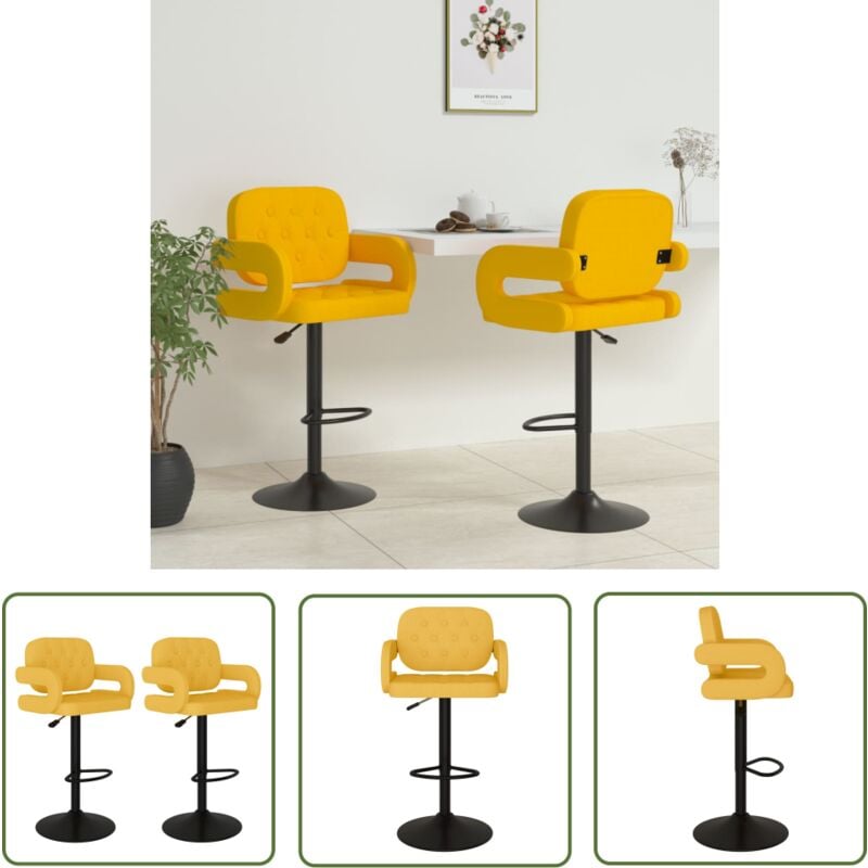 The Living Store Barhocker 2 Stk. Senfgelb Stoff - Barhocker - Esszimmerstühle - Küchenstühle - Hochstühle - Drehbare Barhocker