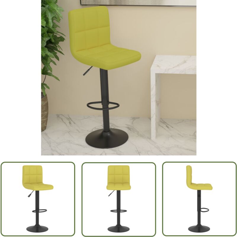 The Living Store - Barhocker Grün Stoff - Barhocker - Sitzhocker - Küchenhocker - Höhenverstellbar - Drehbares Stuhl