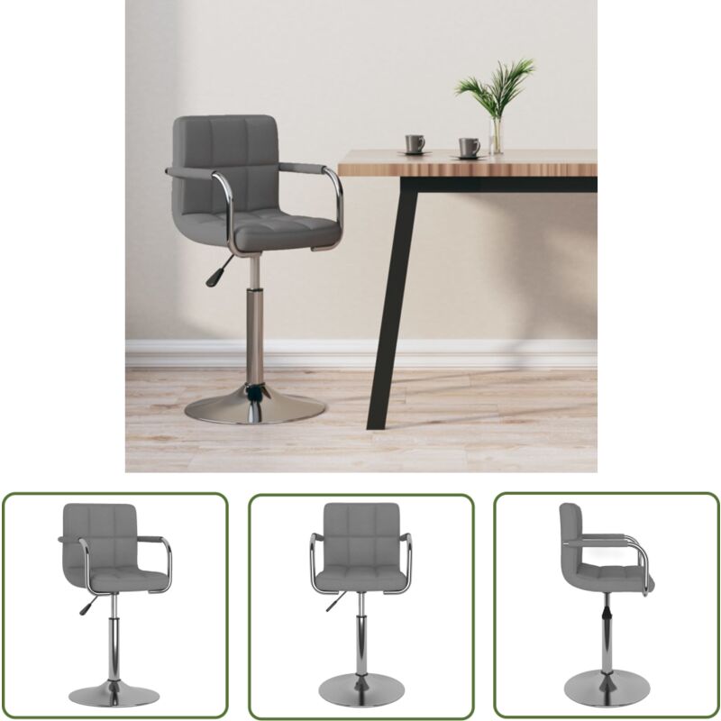 The Living Store - Barhocker Hellgrau Stoff - Barhocker - Drehstuhl - Küchenstuhl - Hocker - Stuhl Mit Armlehnen
