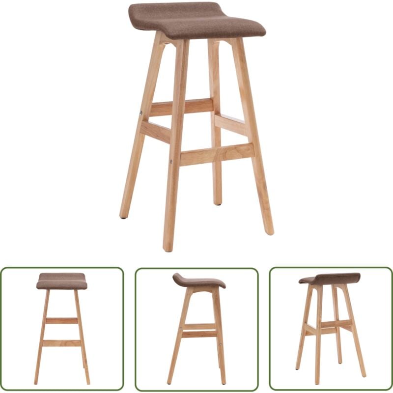 The Living Store Barhocker Taupe Stoff - Moderner Barstuhl - Barhocker - Küchenstuhl - Esszimmerstuhl - Stuhl Mit Fussablage