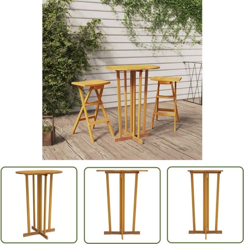 Bartisch Klappbar 90x65x105 cm Massivholz Teak - Holz Tisch - Gartenmöbel - Esszimmertisch - Outdoor Möbel - Balkonmöbel - The Living Store