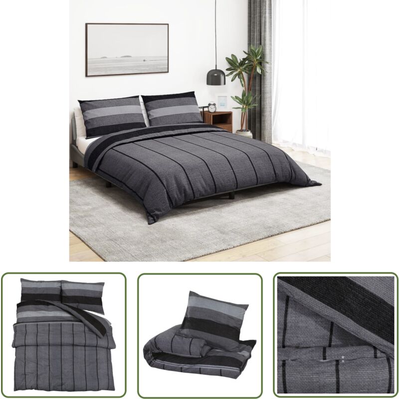 The Living Store - Bettwäsche-Set Dunkelgrau 135x200 cm Baumwolle - Bettsachen - Bettwäsche - Baumwollbettwäsche - Dunkelgraue Bettwäsche - Duftfreie