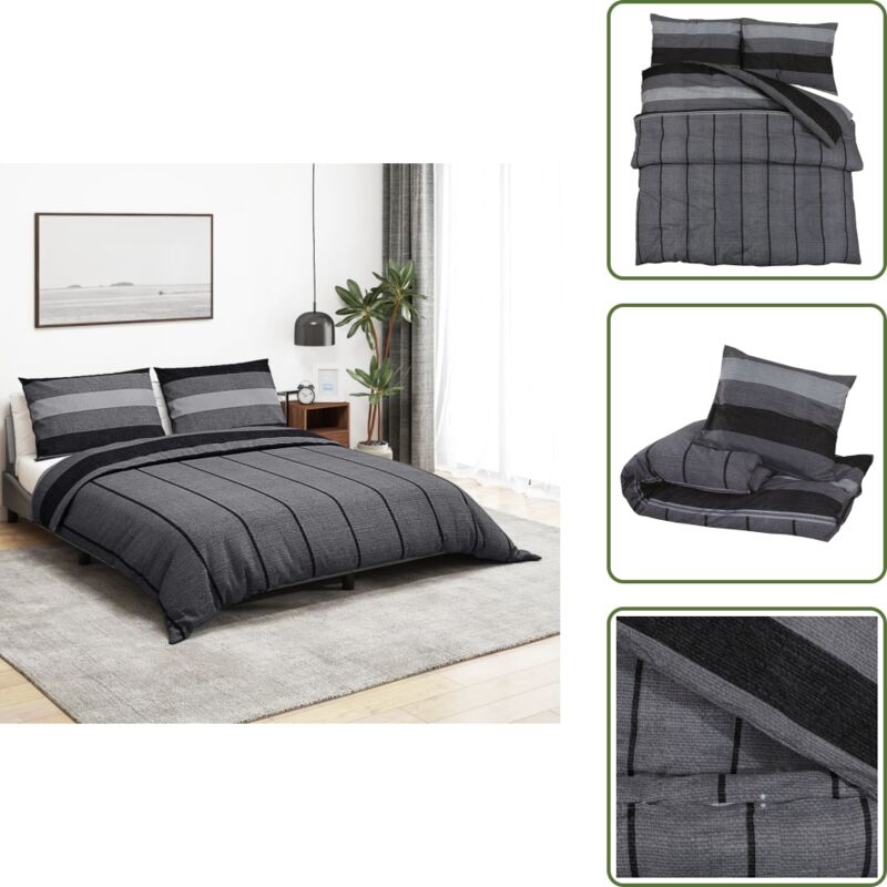 The Living Store - Bettwäsche-Set Dunkelgrau 260x240 cm Baumwolle - Bettsachen - Bettwäsche - Baumwollbettwäsche - Dunkelgraue Bettwäsche