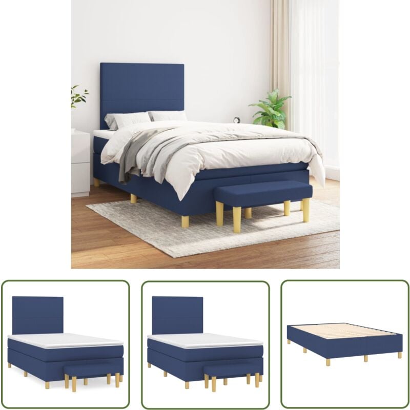The Living Store Boxspringbett mit Matratze Blau 120x200 cm Stoff - Boxspringbett - Doppelbett - Blau - Bettenrahmen - Matratze