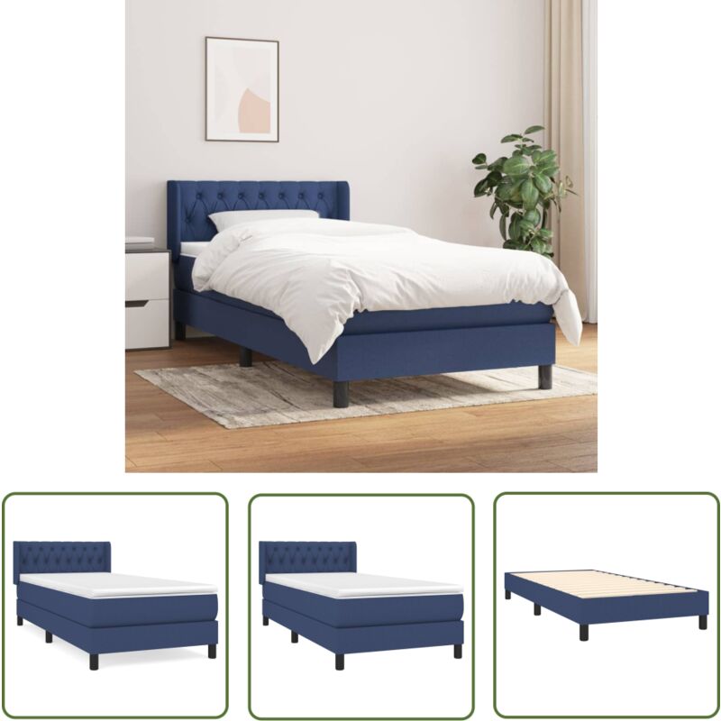 The Living Store - Boxspringbett mit Matratze Blau 90x200 cm Stoff - Boxspringbett - Doppelbett - Schlafraum - Blau - Bettenrahmen