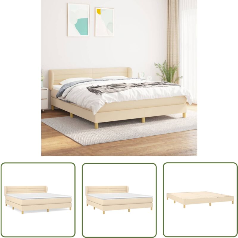 The Living Store - Boxspringbett mit Matratze Creme 180x200 cm Stoff - Boxspringbett - Betten - Schlafräume - Cremefarbenes Bett - Doppelbett