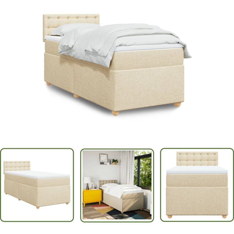 The Living Store - Boxspringbett mit Matratze Creme 80x200 cm Stoff - Boxspringbett - Doppelbett - Cremefarbenes Bett - Bettsofa - Schlafsystem
