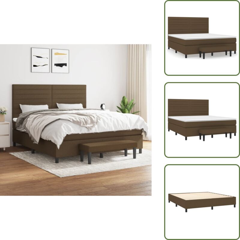 Boxspringbett mit Matratze Dunkelbraun 160x200 cm Stoff - Boxspringbett - Doppelbett - Bettenrahmen - Matratze - Bettwaren - The Living Store