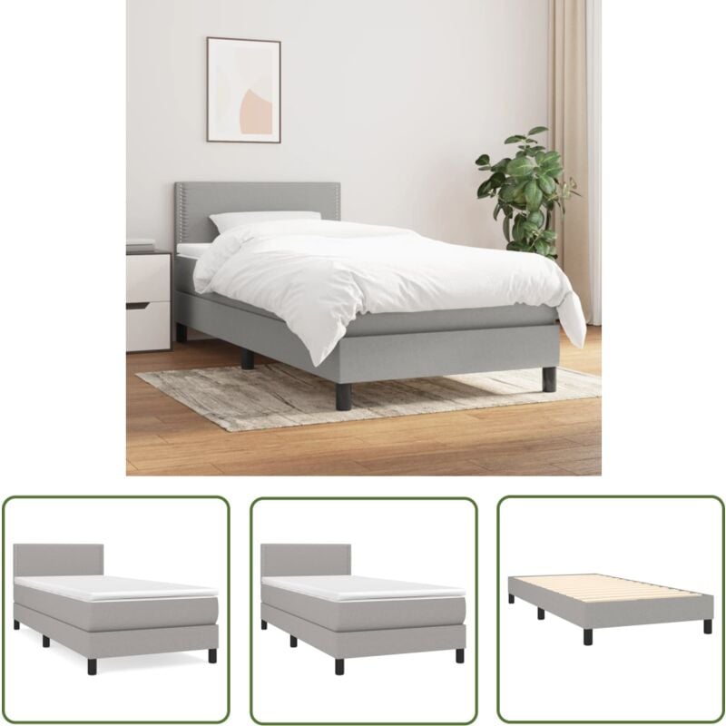 The Living Store Boxspringbett mit Matratze Hellgrau 90x200 cm Stoff - Boxspringbett - Doppelbett - Schlafraum - Bettenrahmen - Matratze