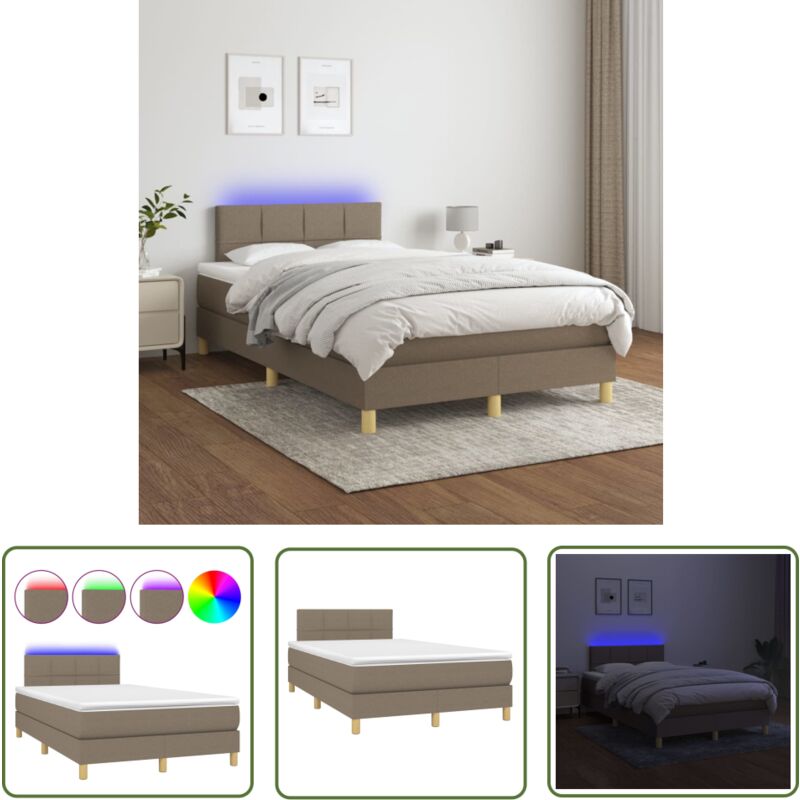 The Living Store - Boxspringbett mit Matratze & led Taupe 120x200 cm Stoff - Boxspringbett - Doppelbett - Lattenrost - Bettsofa - Schlafsystem