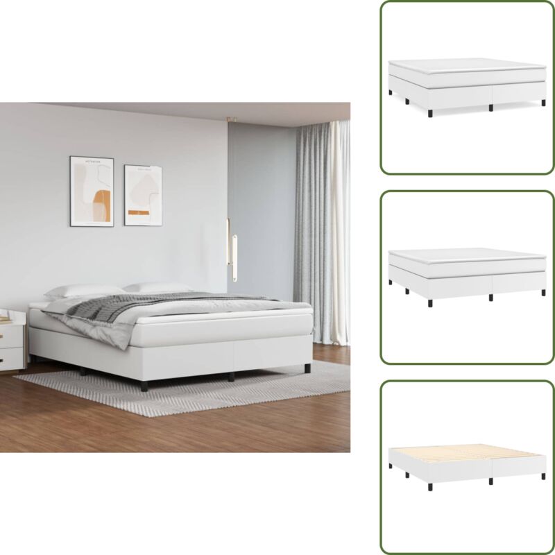 The Living Store Bettgestell Weiß 160x200 cm Kunstleder - Bettes Gestell - Schlafzimmer Möbel - Doppelbett - Weißes Bett - Kunstleder Bett